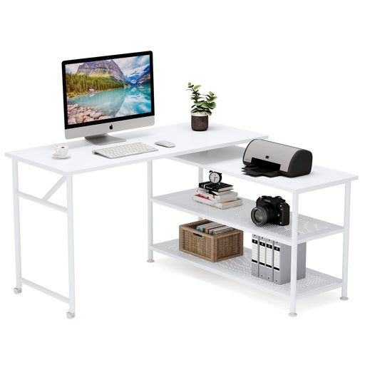 Tribesigns 47'' Rotating Computer Desk with 5-Tier Bookshelves