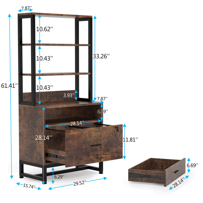 Tribesigns File Cabinet, 2 Drawer Vertical Filing Cabinet with Lock & Bookshelf Tribesigns