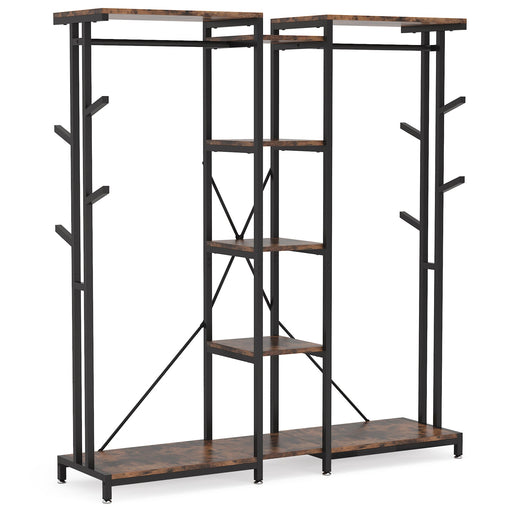 Tribesigns Cynthia Black Garment Rack with Storage Shelves and Hang Rod