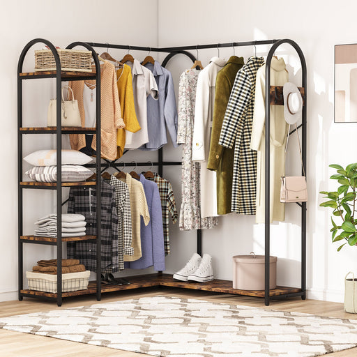 SamyoHome Freestanding Closet Clothing Rack, Metal Closet