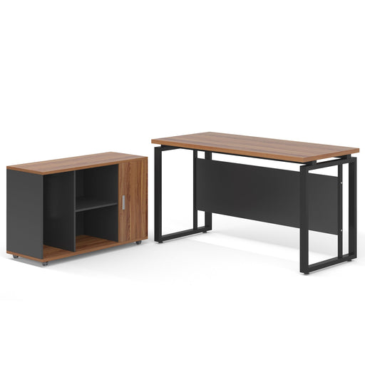 Modern L-Shaped Office Desk with File Cabinet, 55 inch Large Corner  Computer Desk - Bed Bath & Beyond - 34459374