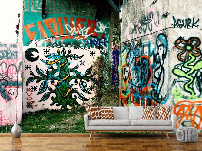 dump Pedagogie revolutie Fotobehang Graffiti In de achtertuin – Tescabehang