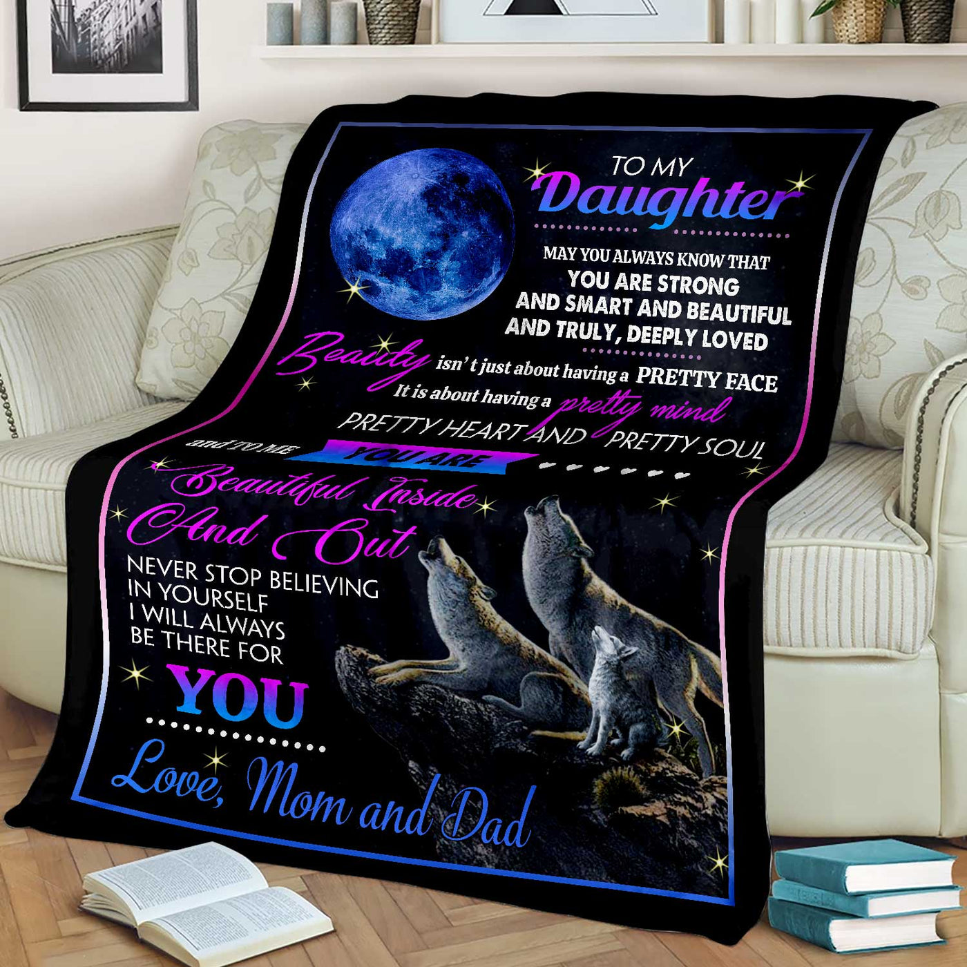 Personalized Blanket for Daughter – “You are beautiful inside" - Customized Gift for Birthday, Christmas,...