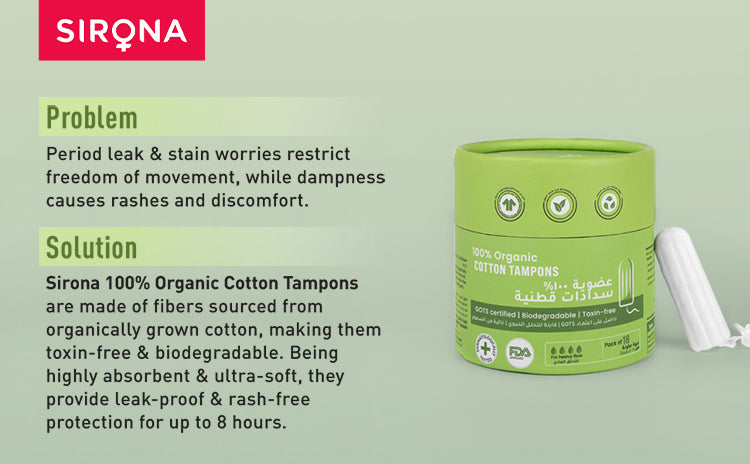 Sirona Heavy Flow Organic Tampons Made With 100% Organic Cotton