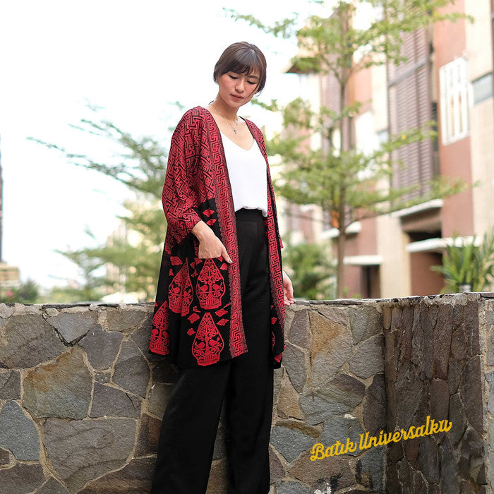 Kimono batik cap lathi sogan red