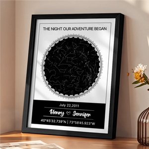 Personalized Star Map W/ Name, Date & Location - Sparkly Roses