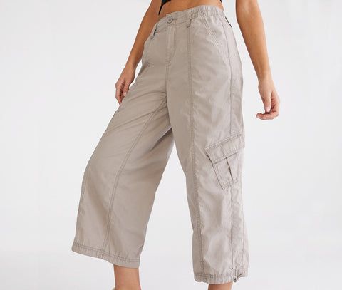 High-Rise Cropped Utility Cargo Pants