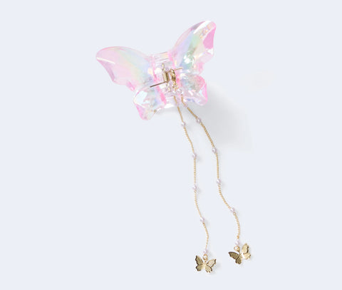 Iridescent Butterfly Charm Claw Hair Clip