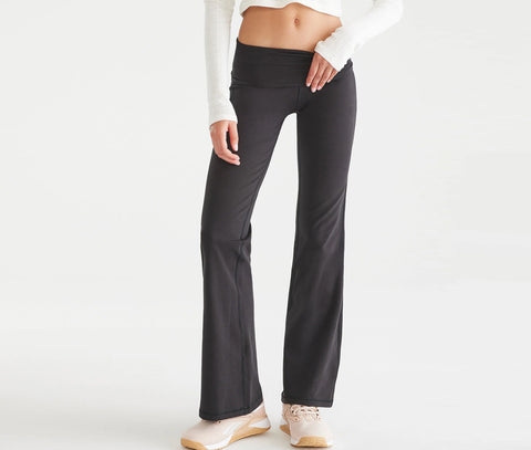 Flare High-Rise Fold-Over Pants