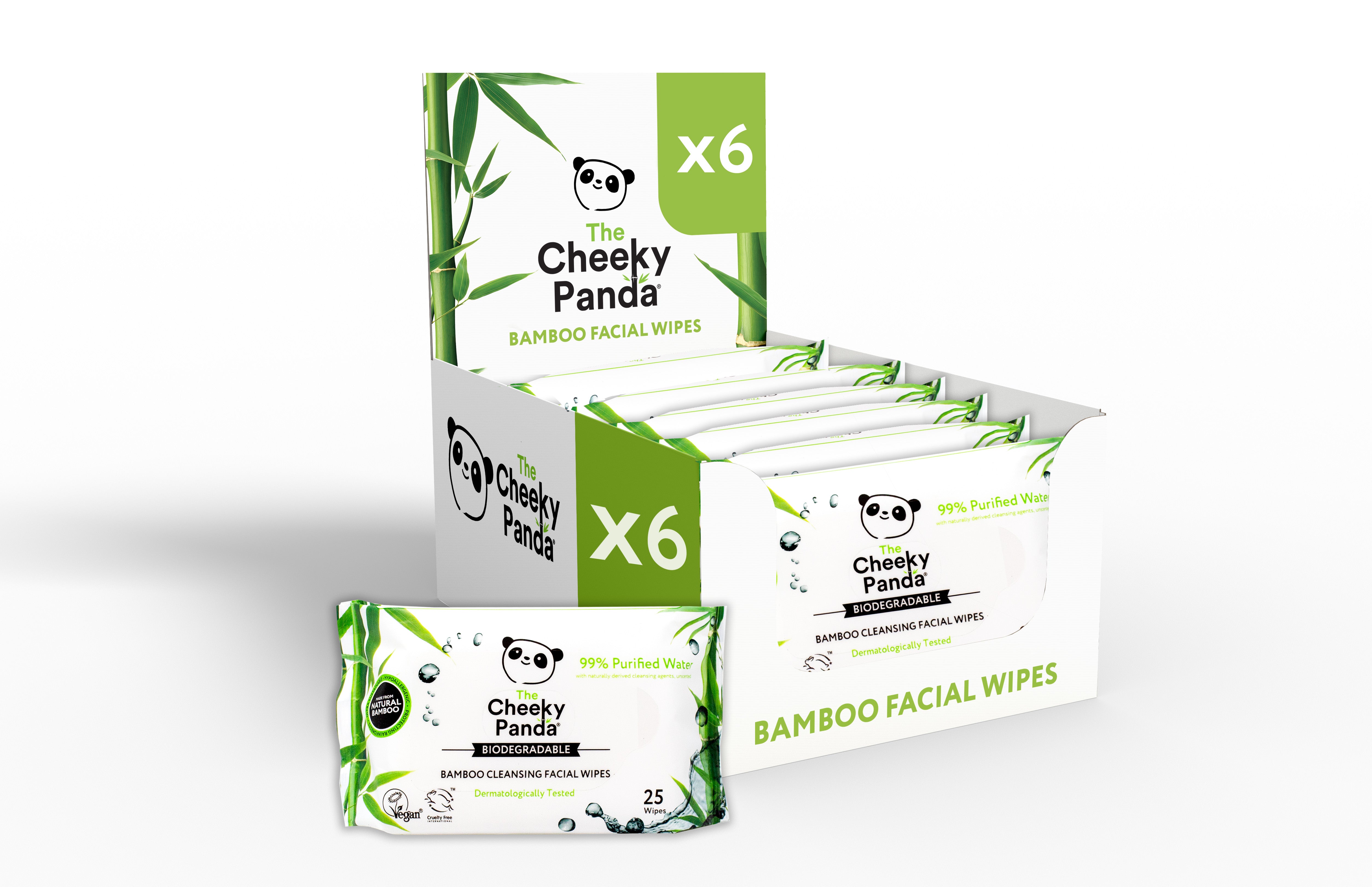 Image of Biodegradable Bamboo Facial Wipes | 6 Pack