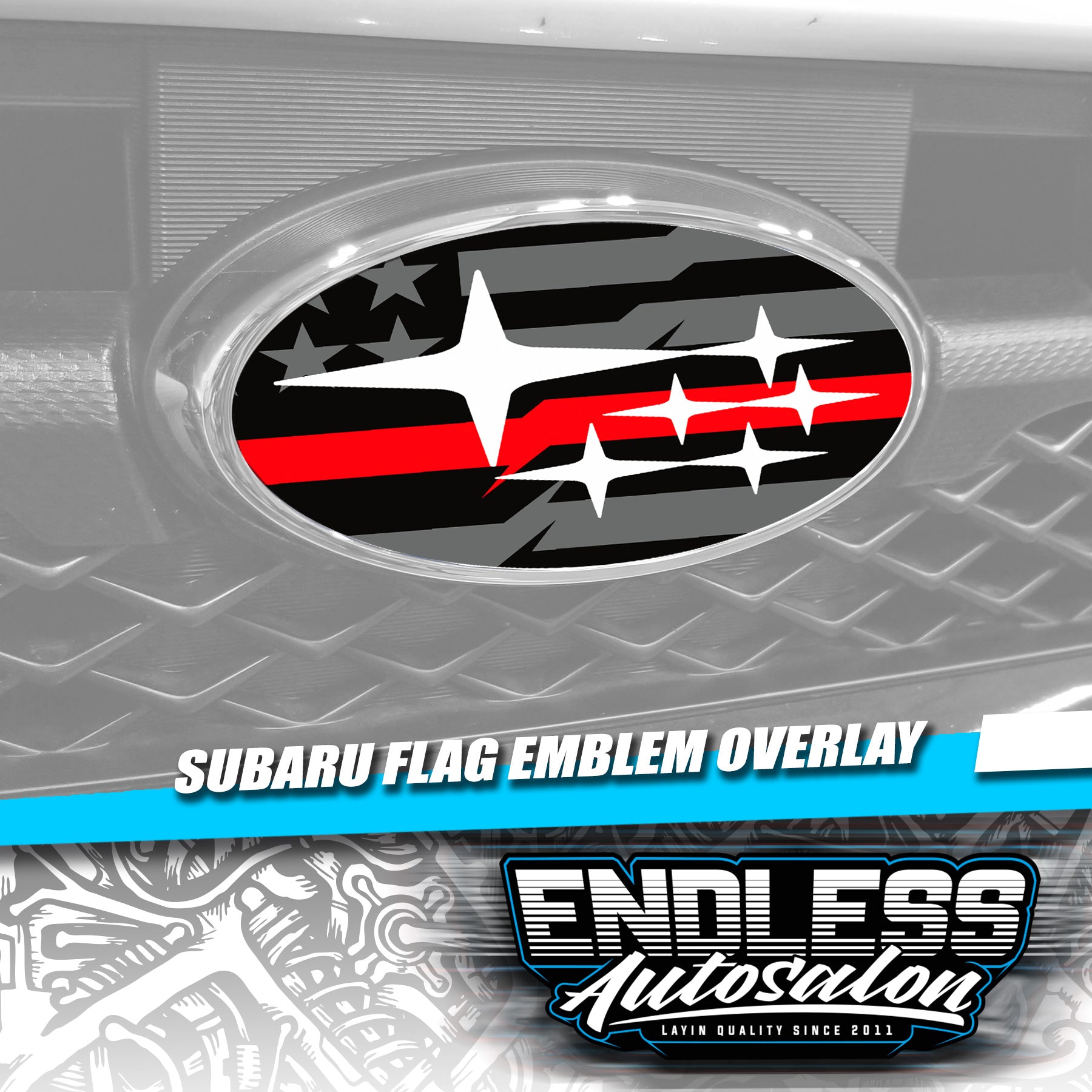 2012+ Subaru BRZ Gymkhana Flag Red Emblem Overlay | Endless Autosalon