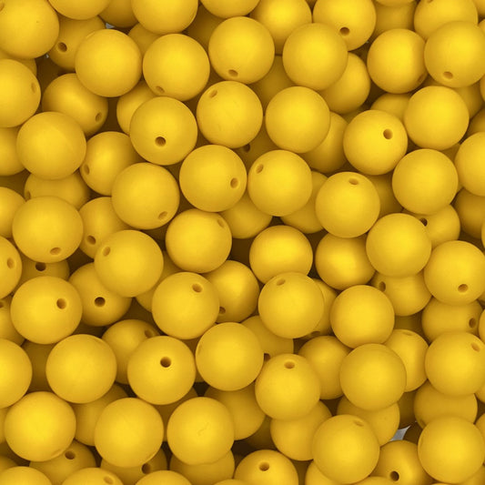 15mm Sunshine Yellow Round Silicone Beads, Yellow Round Silicone
