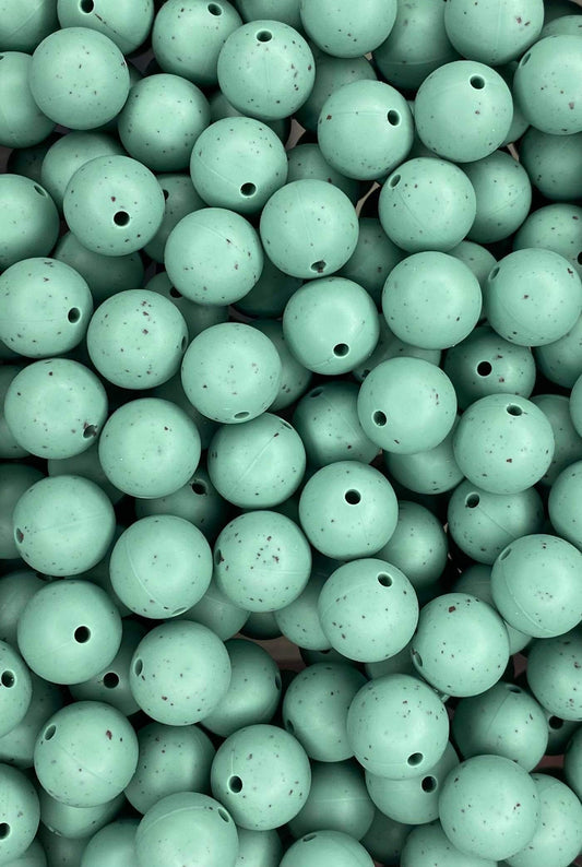 15mm Green Speckled Silicone Beads, Green Round Silicone Beads, Beads  Wholesale 
