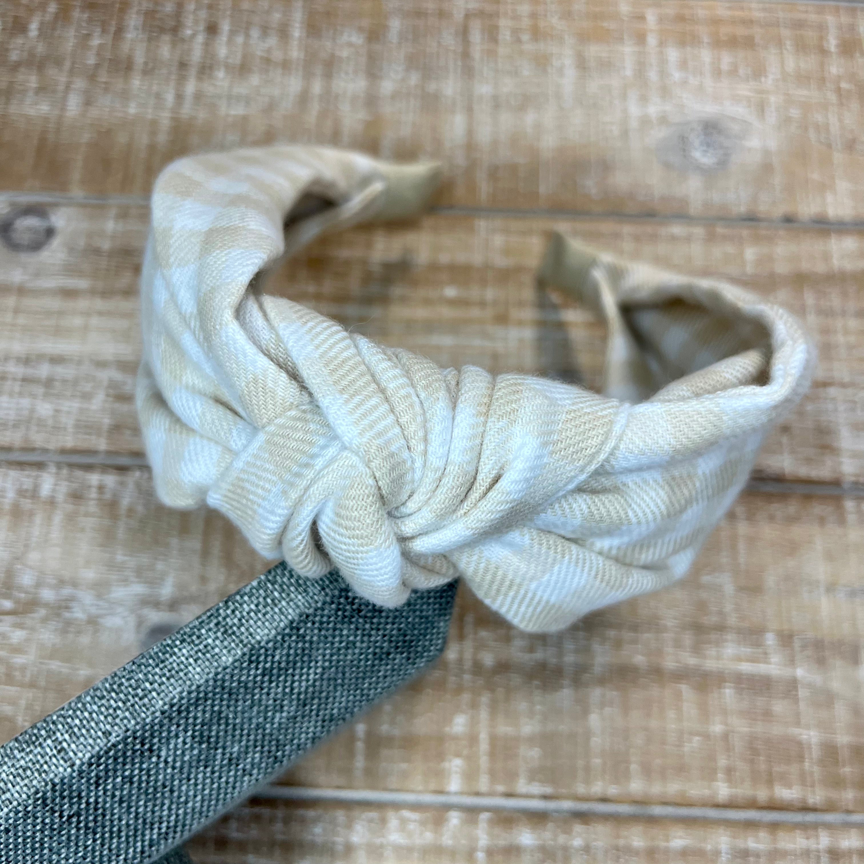 Neutral Plaid Top-Knotch Headband