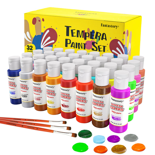 Fantastory Acrylic Paint Set 36 Colors(2oz /60ml) with 12 Brushes,  Professional Craft Thick Paints Kits for Adults and Kids, Canvas Wood  Fabric