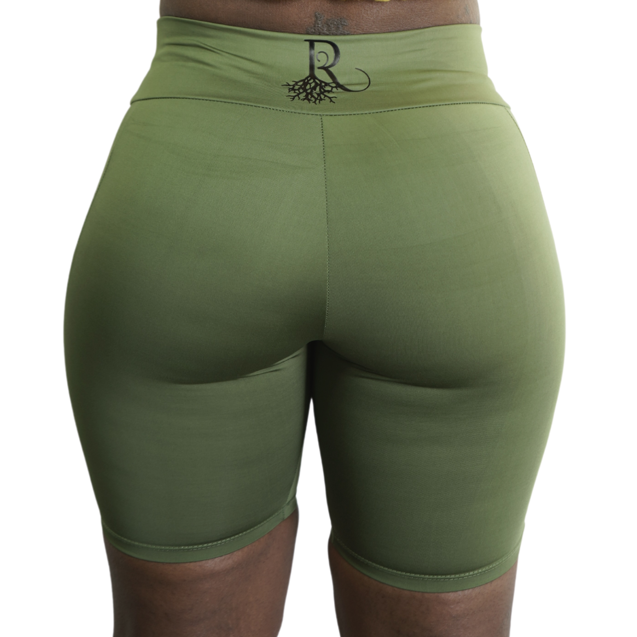 olive green biker shorts