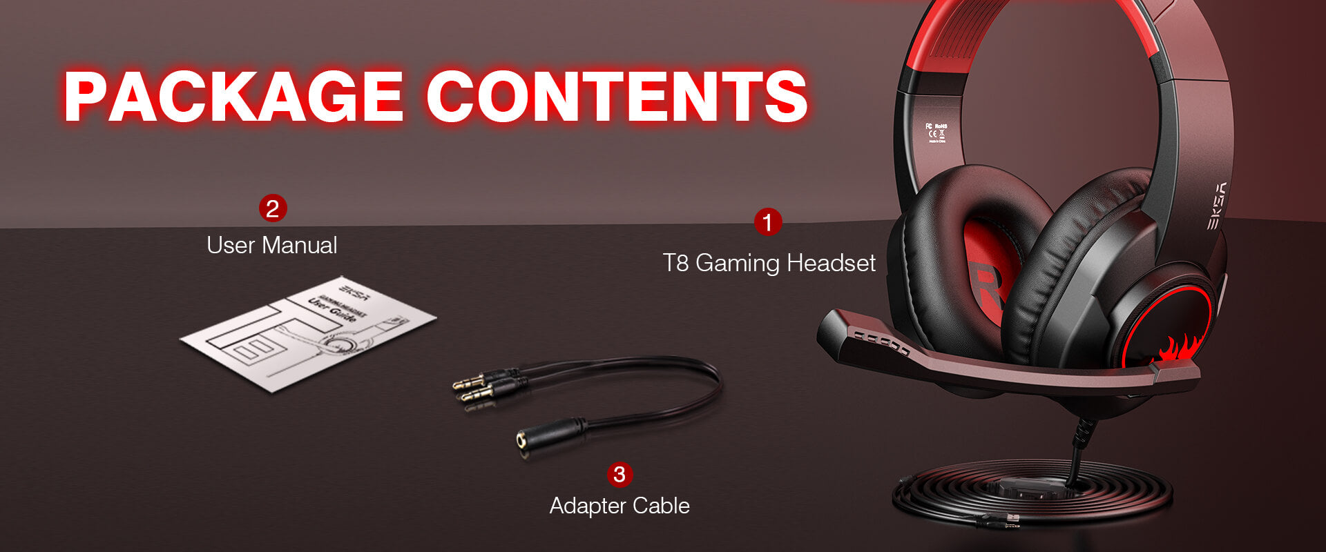 EKSA T8 Stereo Gaming Headset For PC, Mobile, PS4/PS5, XBOX