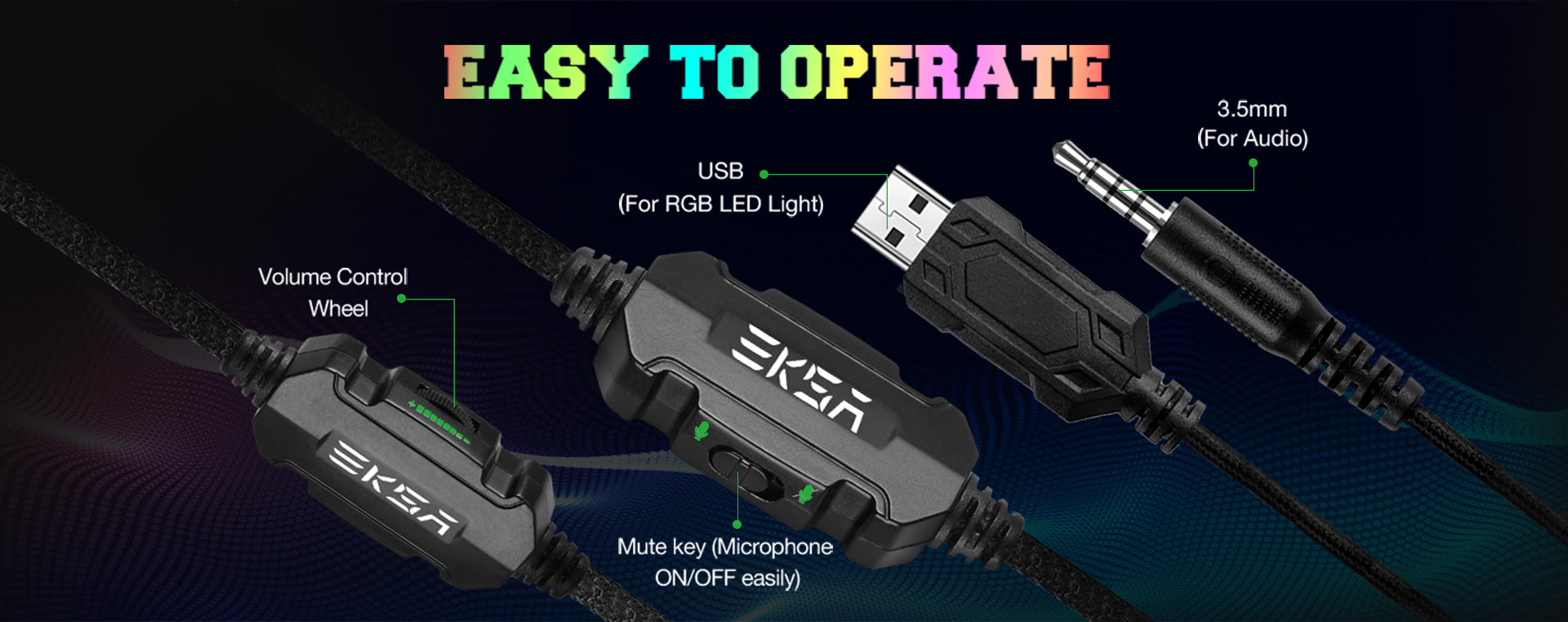 EKSA E1000S 3.5mm Stereo RGB Gaming Headset