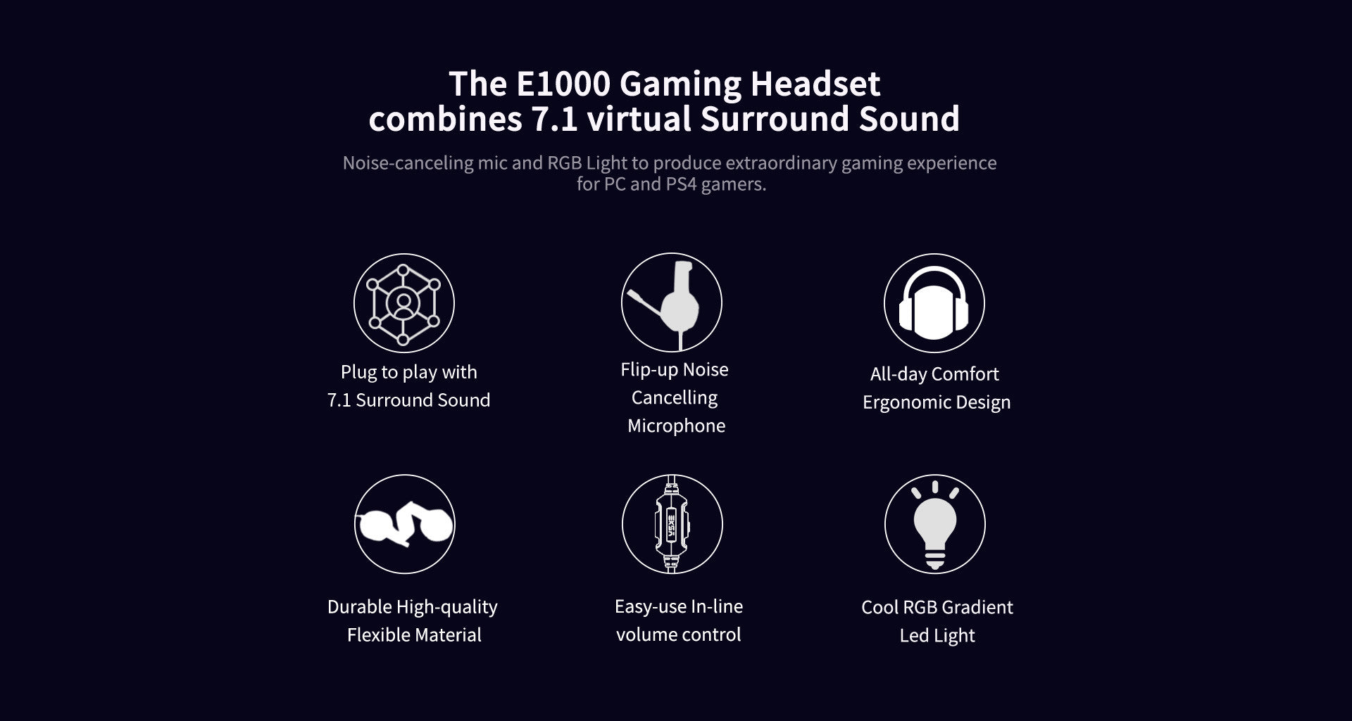 EKSA E1000 Plug-to-Play 7.1 Surround Sound Gaming Headset