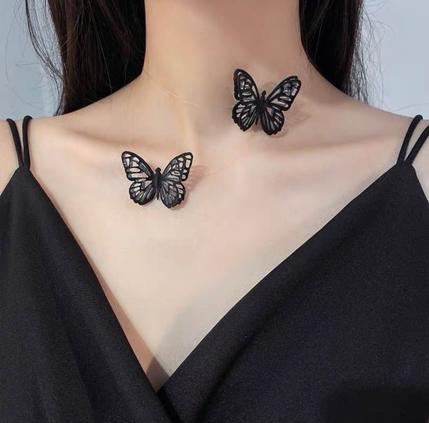 Download Double Layered Butterfly Necklace Lilliesbeauty