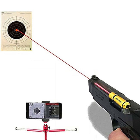 Example of how laser sight works when pointing at the target.