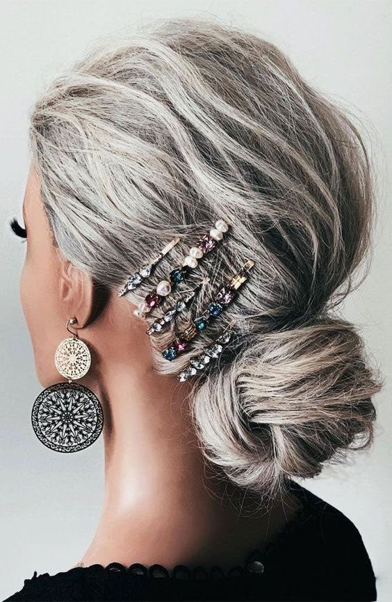 Barrettes cheveux blancs