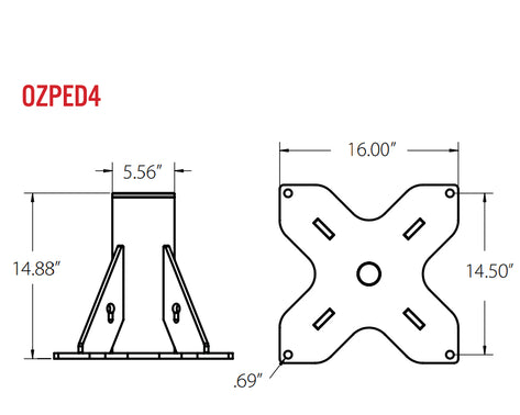 Pedestal base for a Tele pro Davit, 1.25t