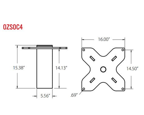 Socket base for a Tele pro Davit, .25t