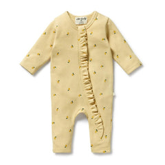 Wilson & Frenchy Little Lemon Organic Waffle Ruffle Zipsuit