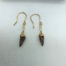 Load image into Gallery viewer, 9ct Gold and smoked topaz drop earrings
