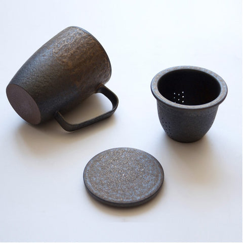 Rustic Tea Mug, Filter and Lid