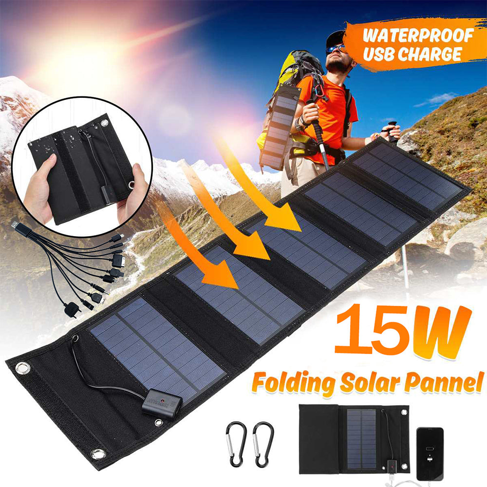 15W USB Portable Solar Panel Charger for Cell Phone