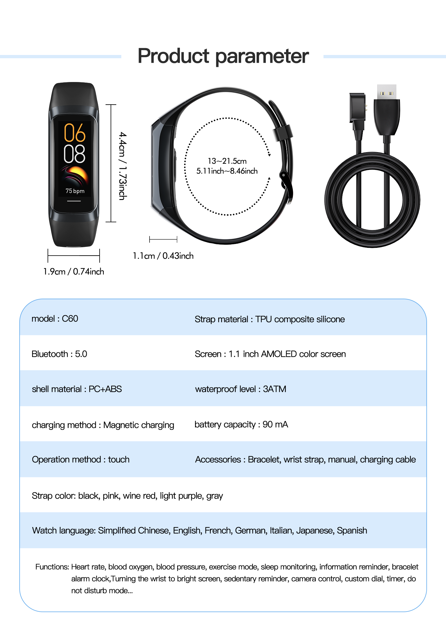 Blood Oxygen Sleep Tracker Sport Bracelet