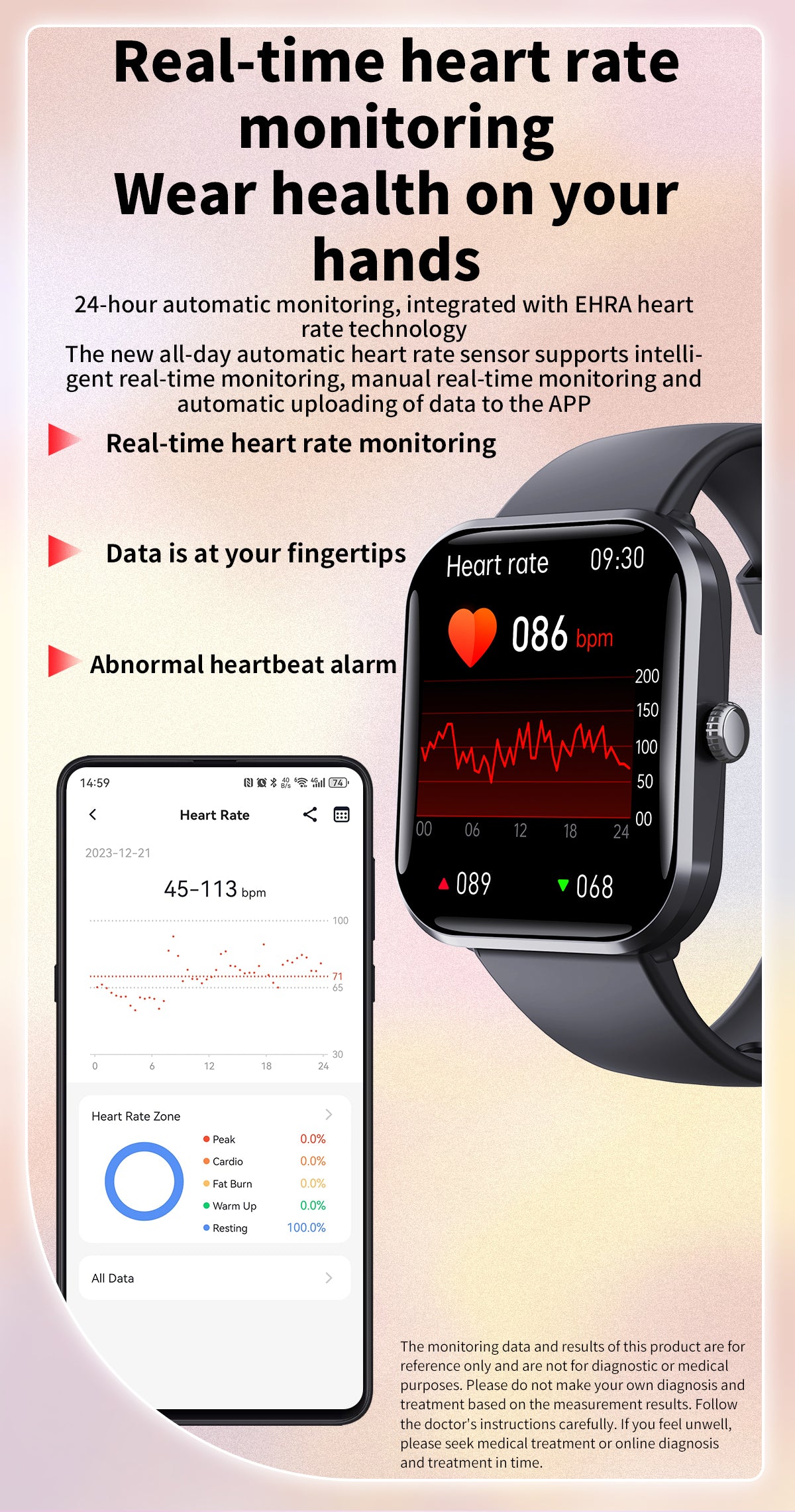 Blood Sugar Glucose Monitor Smart Watch for Diabetics