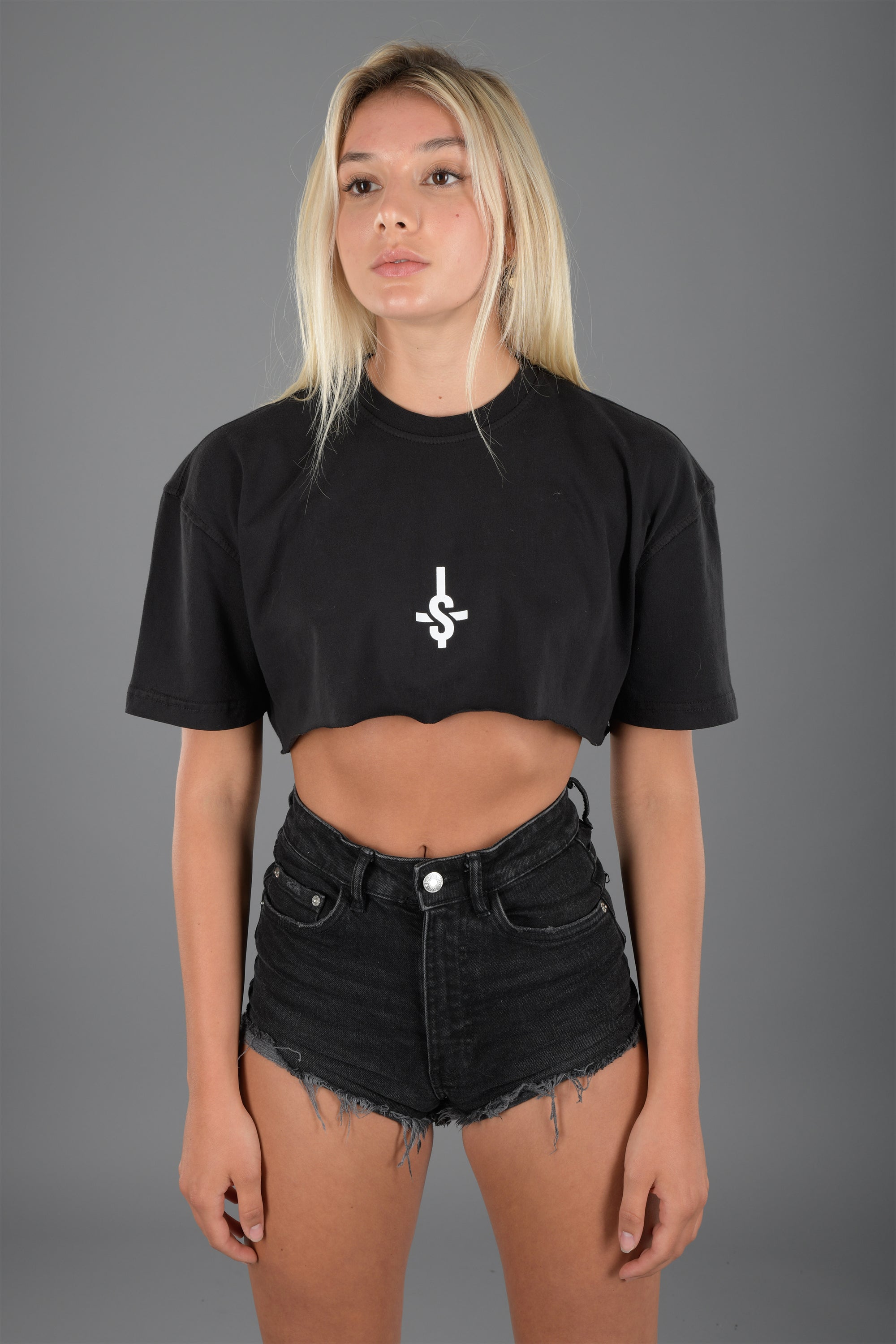 Shell Corp Logo Crop Top - Black - The Shell Corp