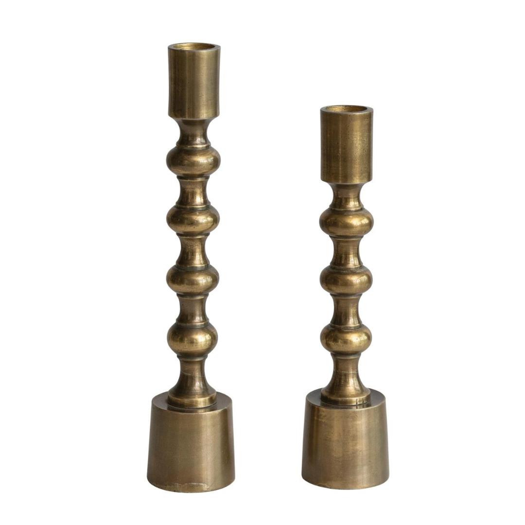 Candle Holders - Cast Aluminum Taper Holder Set // Antique Brass