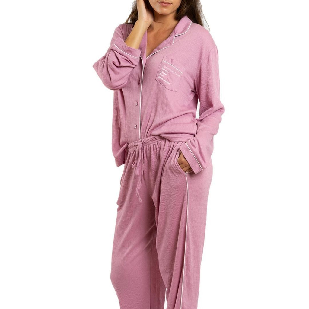 Lifestyle Luxe Creped Pajama Set - Pink Fluent French 