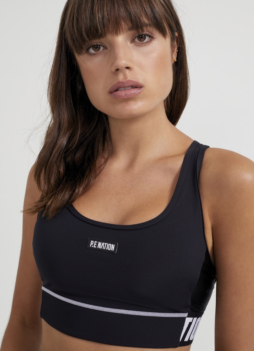 Official P.E Nation New Wave Sports Bra in Black at ShoeGrab