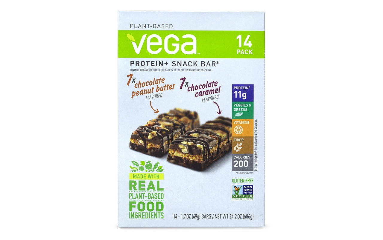 VEGA Plant-Based Protein Bars Variety Pack, 1.7 oz, 14 Count
