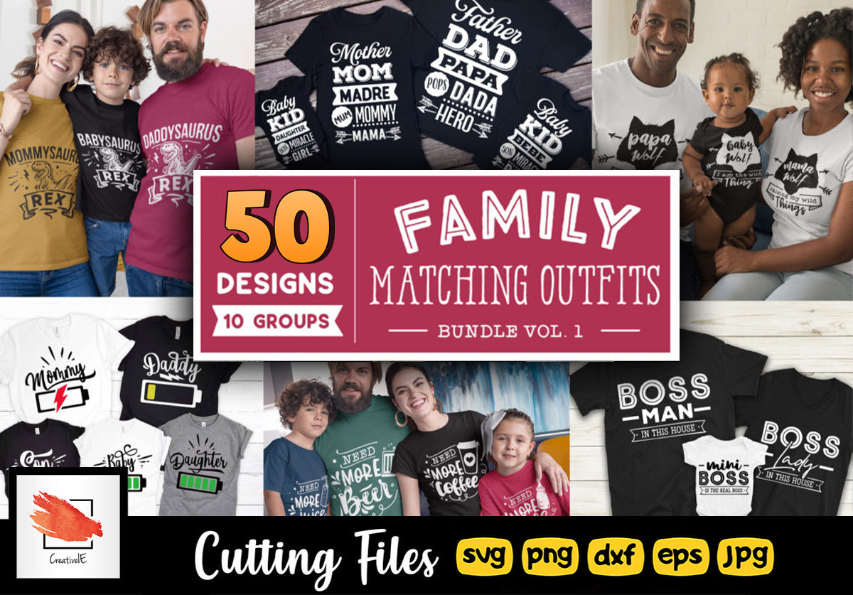 Download Family Matching Outfits SVG Bundle 50 Designs Vol 1 ...