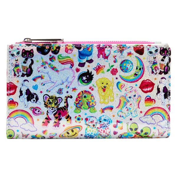 Loungefly Lisa Frank - Holographic Glitter Color Block Zip Around Wall –  Bemine Collections