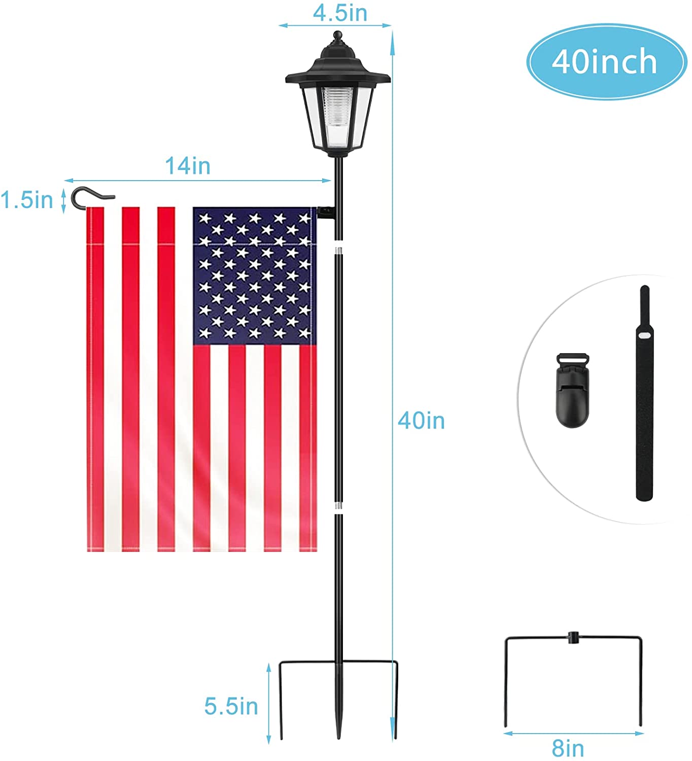 garden flag pole with solar light