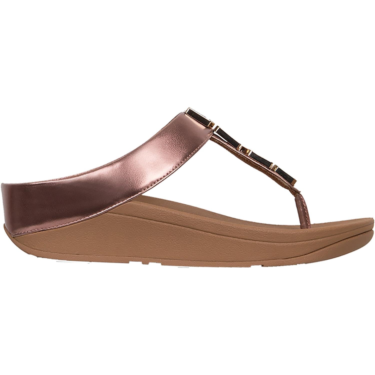 Women's Fit Flop Fino Shellstone Rose Gold Leather – Footwear etc.