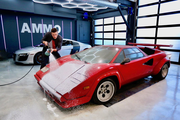 Larry washing barn find Lambo for first time in 20 years at AMMO Studio