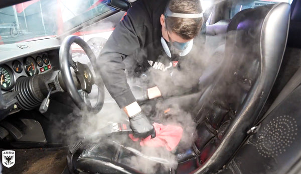 Steam Cleaning moldy Lamborghini barn find interior and seats