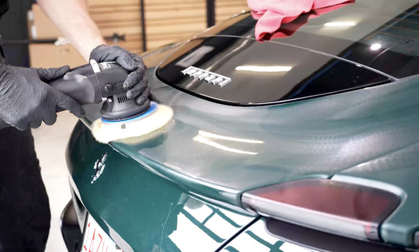 Rupes polisher for paint correction on Ferrari Roma at AMMO NYC