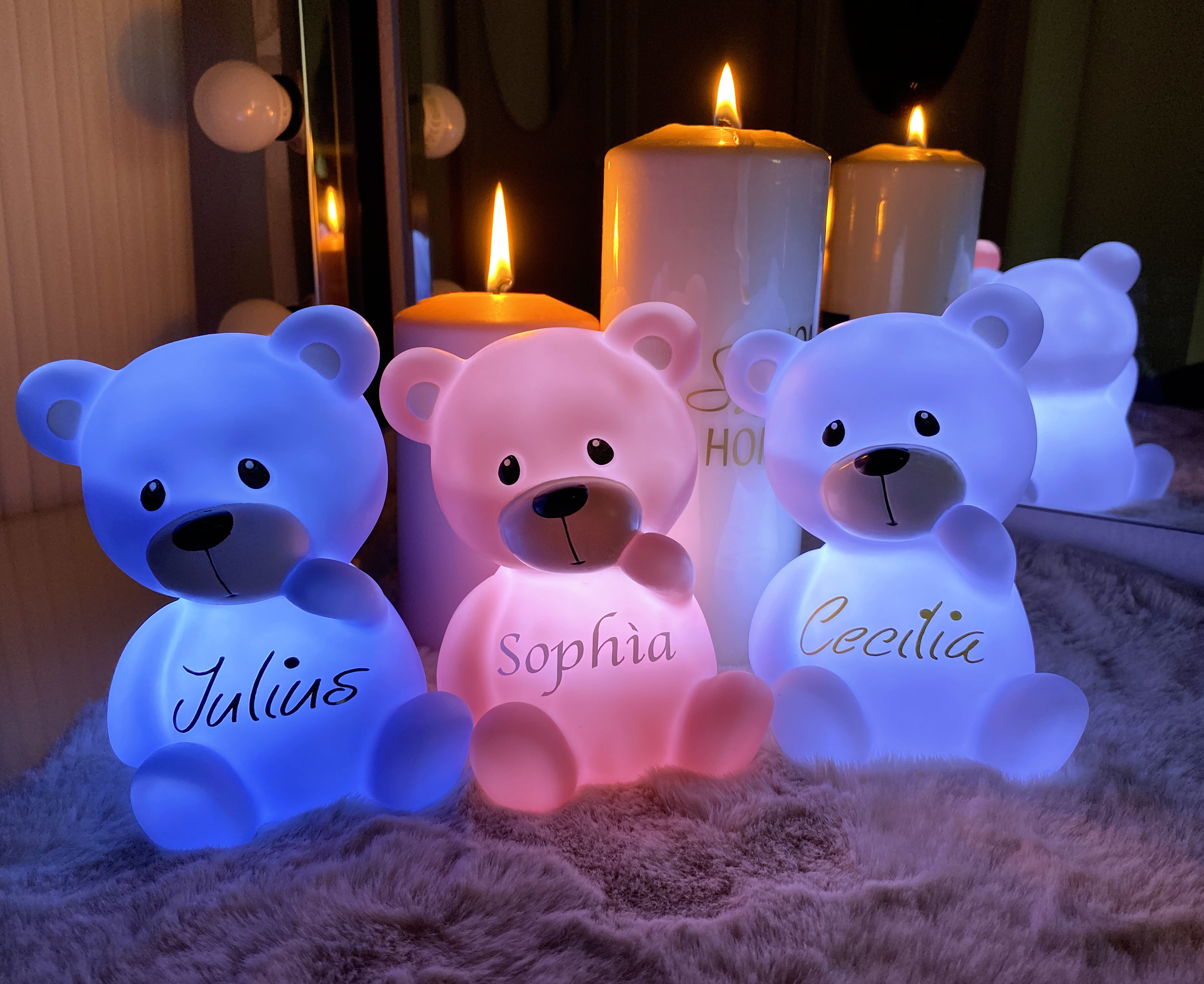Geschenkelampe LED Nachttischlampe Teddybär Geschenke 3D Nachtlicht  Teddybear, Farbwechsel, Leuchte 7 Farben fest integriert, Valentinstag  Geschenk für Freundin, Partnerin, Verlobte, Frau