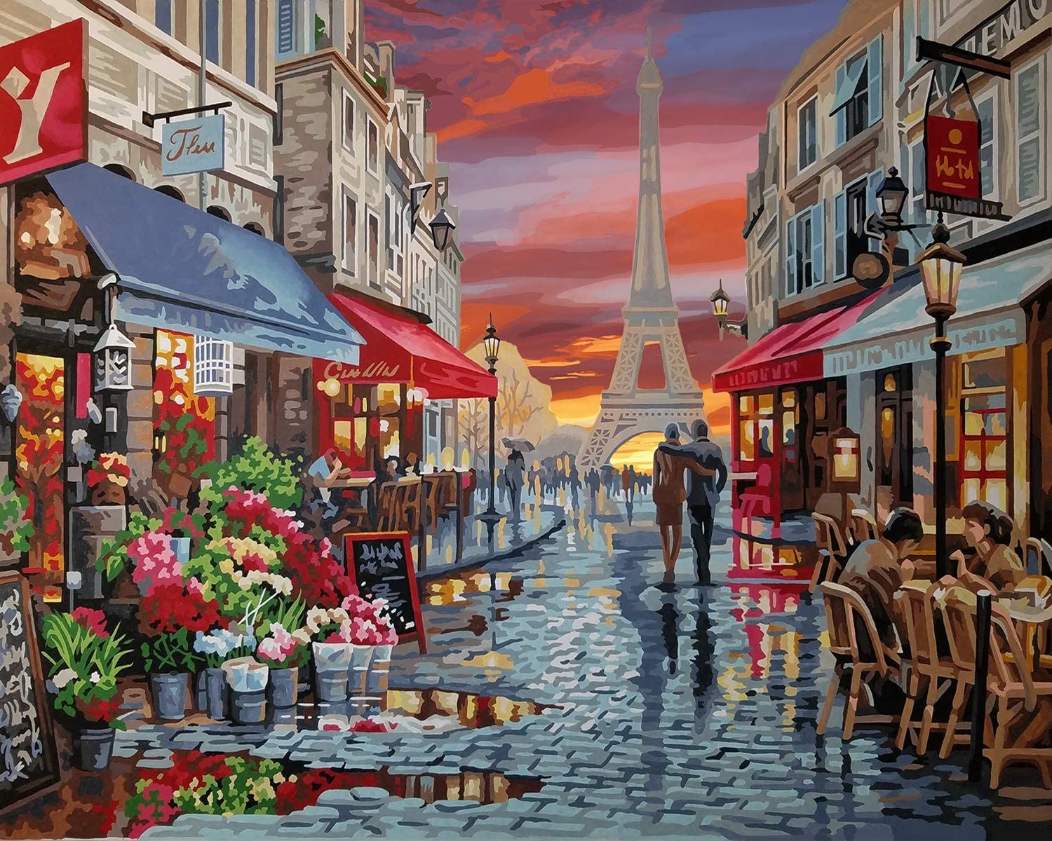 Eiffel Tower Pink Sky - Cities 5D Diamond Painting - DiamondByNumbers - Diamond  Painting art