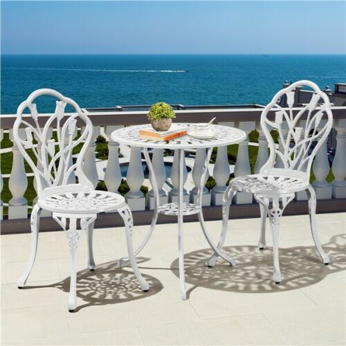 cast aluminium bistro set white