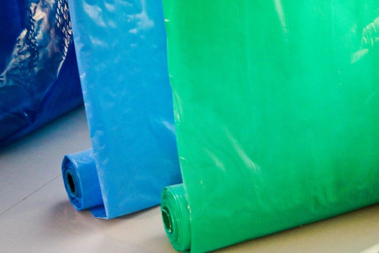 Dark blue, light blue, and light green HTV polymer